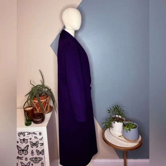 Vintage Carol Horn 100% Wool Long Coat Purple Shawl Collar Double Breasted USA 8 - Picture 5 of 13